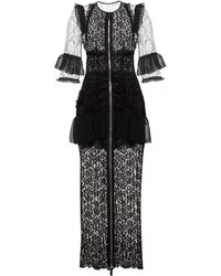 Alessandra Rich Ankle-Length Ruffled Lace Dress - Lyst