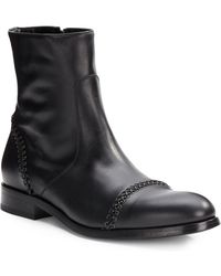 Roberto Cavalli Topstitch Leather Boots - Lyst