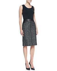 J. Mendel Leather & Tweed Pencil Skirt - Lyst