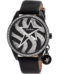 Thierry Mugler Women'S Black Genuine Leather Black Dial - Lyst