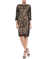 Tadashi Shoji 3/4-Sleeve Lace-Overlay Cocktail Dress - Lyst