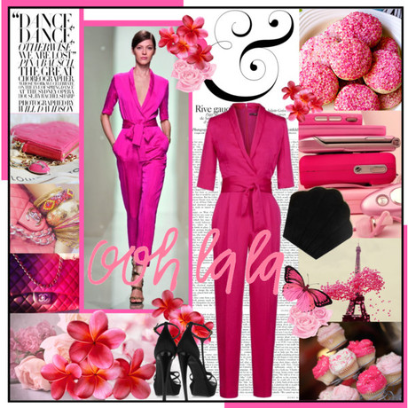 Pink Overall with Black Accessories