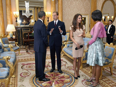Duchess of Cambridge with Mr and Mrs Obama