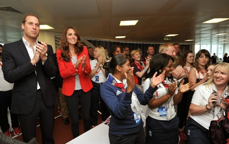 Catherine, Duchess of Cambridge and Prince William at The Swimming Finals Session