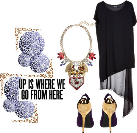 Dress up a plain black ensemble with a statement necklace....