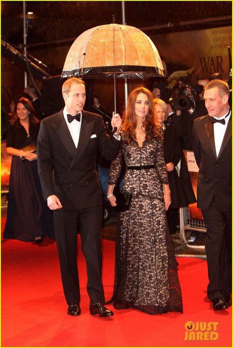Duchess of Cambridge attended the UK premiere of War Horse at Odeon Leicester Square in London. She was wearing a Temperley London lace dress.