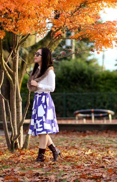 Graphic Skirt + Fur Stole