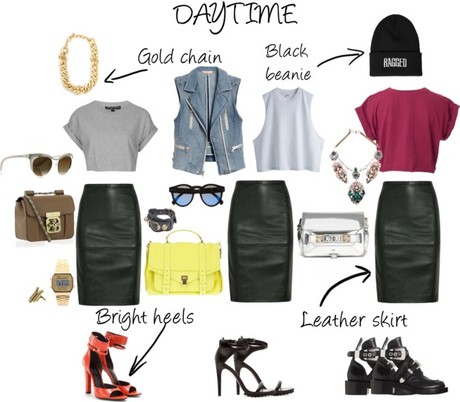 Quite the thing: black leather skirt