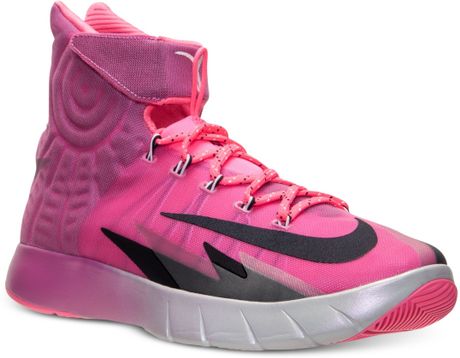 pink and blue basketball shoes