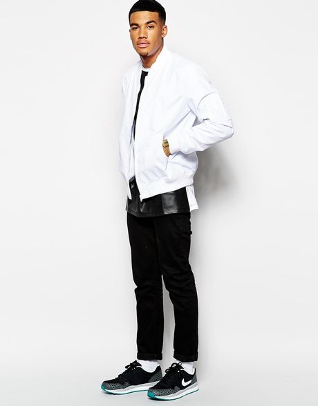 Asos Bomber Jacket in White for Men | Lyst