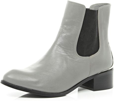 grey block heel ankle boots