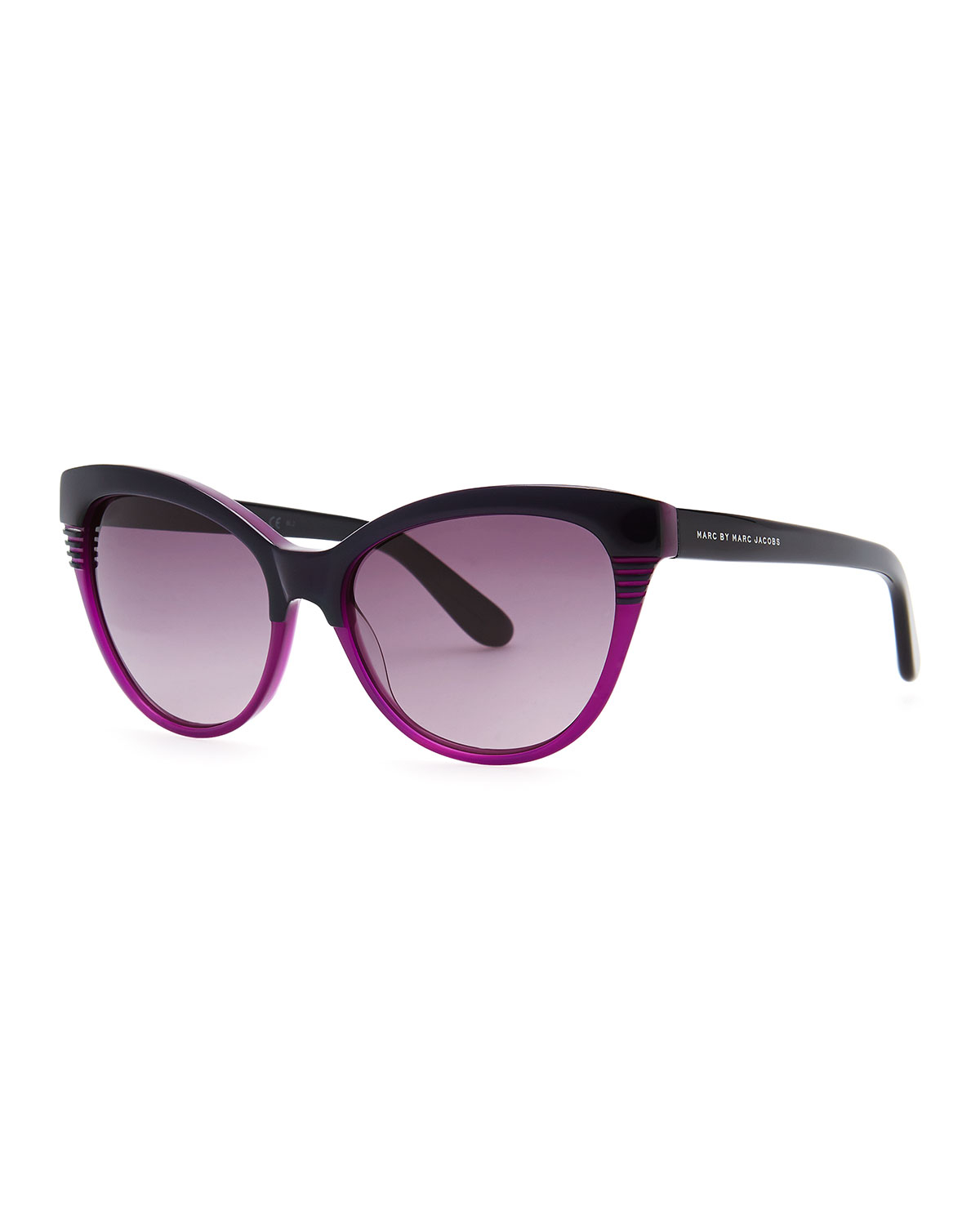 Marc By Marc Jacobs Notchedframe Cateye Sunglasses Blackpurple Blue
