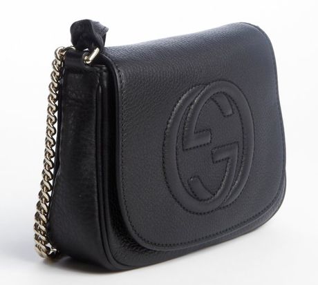 Gucci Black Leather &#39;Soho&#39; Chain Shoulder Strap Bag in Black | Lyst