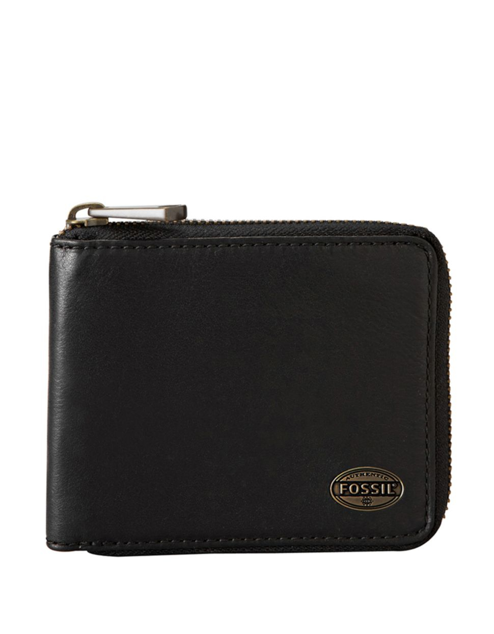 Fossil Estate Leather Zip-Around Bifold Wallet in Black for Men | Lyst