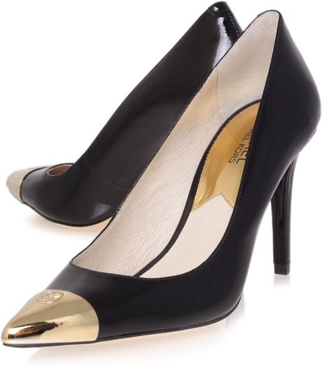 Michael Kors Paxton High Heel Court Shoes in Gold (Black) | Lyst