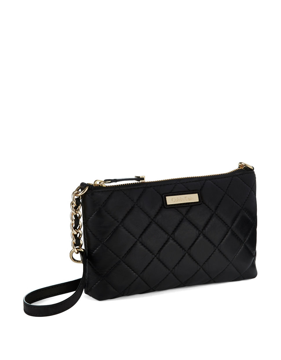 Calvin Klein Quilted Leather Crossbody Bag in Black