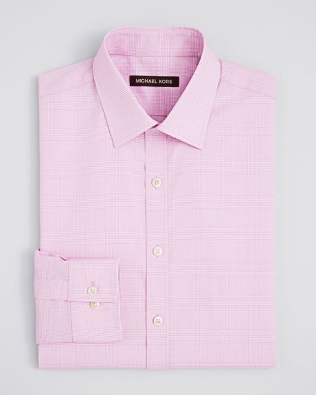 Michael Kors Glen Plaid Dress Shirt Regular Fit in Pink for Men (Rose)