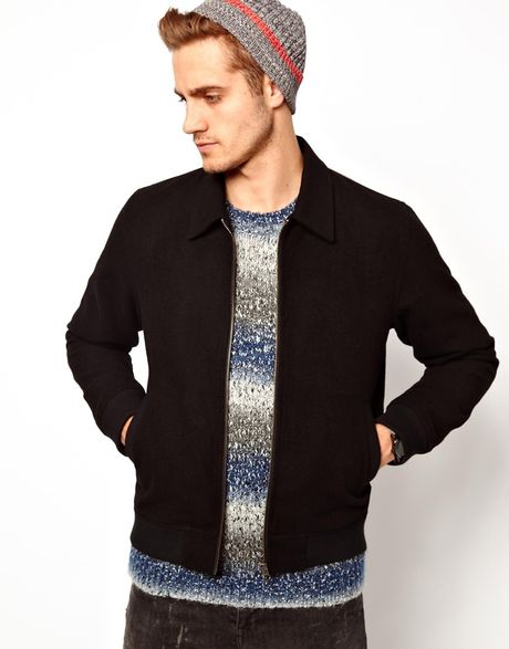 Asos Wool Harrington Jacket in Black for Men | Lyst Asos Wool Harrington Jacket in Black for Men | Lyst