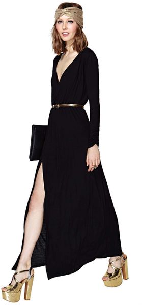 Nasty Gal Midnight Walk Maxi Dress in Black