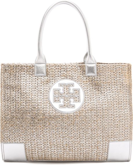 tory burch ella metallic tote