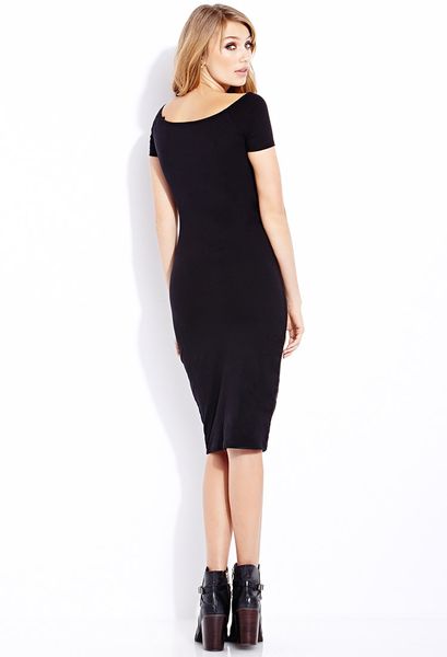 Forever 21 Musthave Midi Dress in Black | Lyst