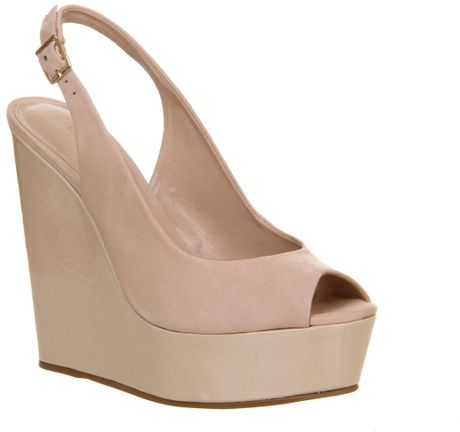 Office sandals Jump Peep Slingback  Wedges in Toe (Nude) toe peep wedge slingback Around Beige