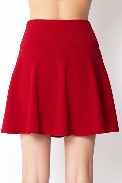 Forever 21 Textured Skater Skirt Love 21 in Red | Lyst