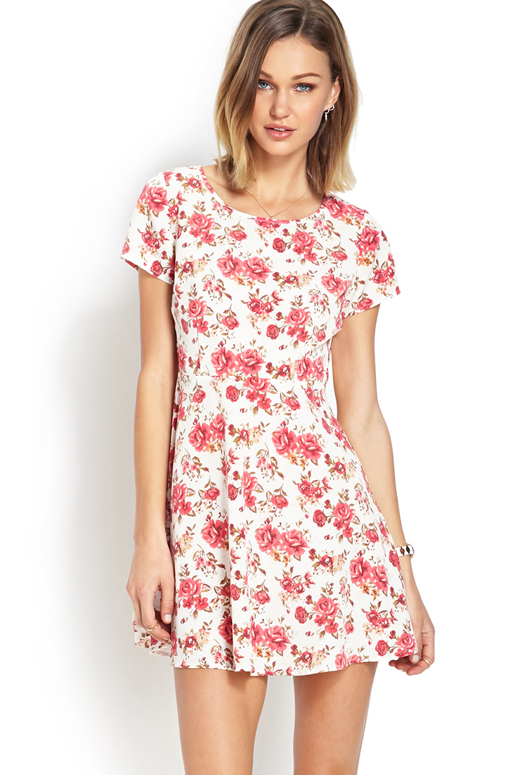 Forever 21 Darling Cut Out Floral Dress in Pink (Creampink) | Lyst