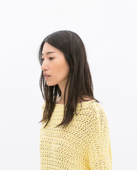 Zara Detailed Knit Sweater in Yellow