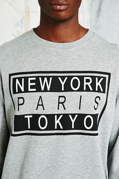 Urban Outfitters New York Paris Tokyo Sweatshirt in Gray for Men (GREY ...
