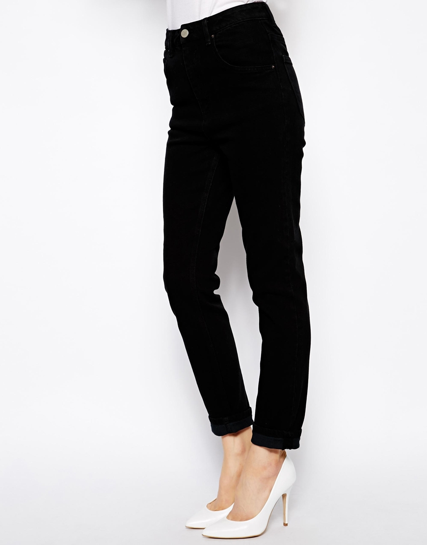 Farleigh High Waist Slim Mom Jeans in Washed Black