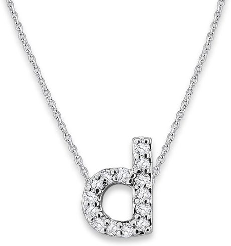 Kc Designs White Gold Diamond Letter D Necklace in Silver (white)