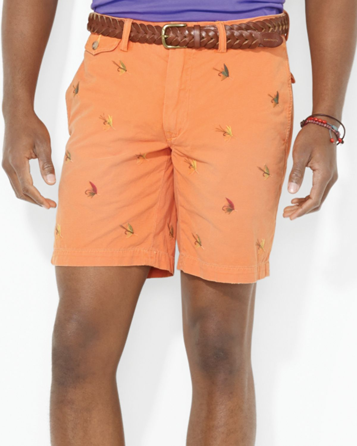 Ralph Lauren Polo Embroidered Canvas Shorts - Straight Fit in Orange