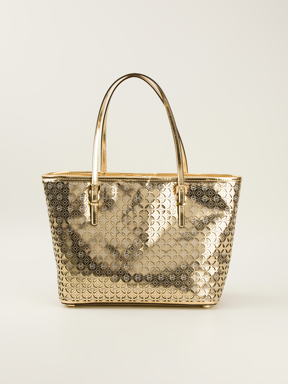 michael kors jet set tote metallic rose gold