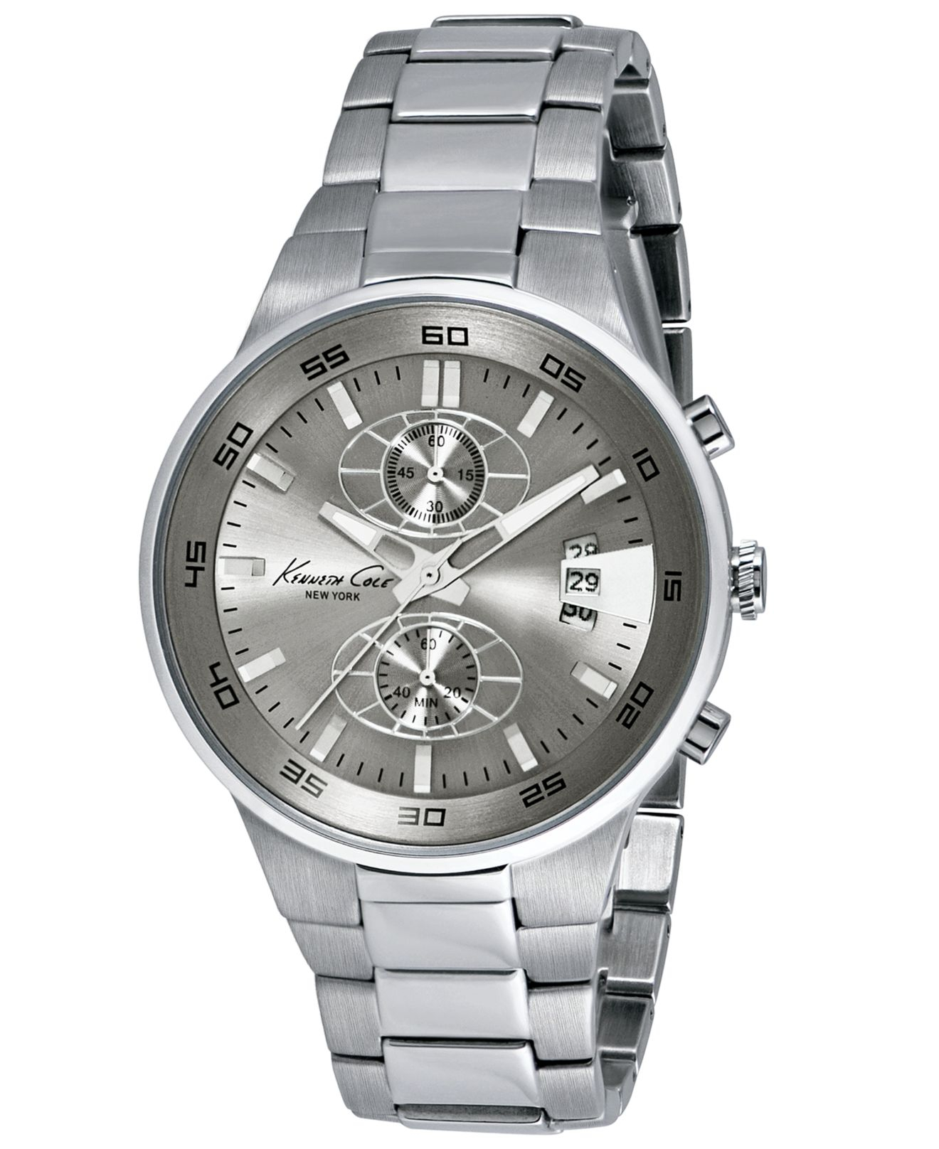 Kenneth Cole Men'S Chronograph Stainless Steel Bracelet Watch 44Mm Kenneth Cole Stainless Steel Watch