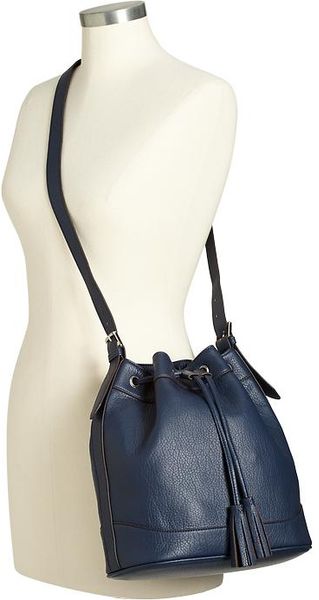 Old Navy Fauxleather Tasseled Bucket Bags in Blue (Navy) | Lyst