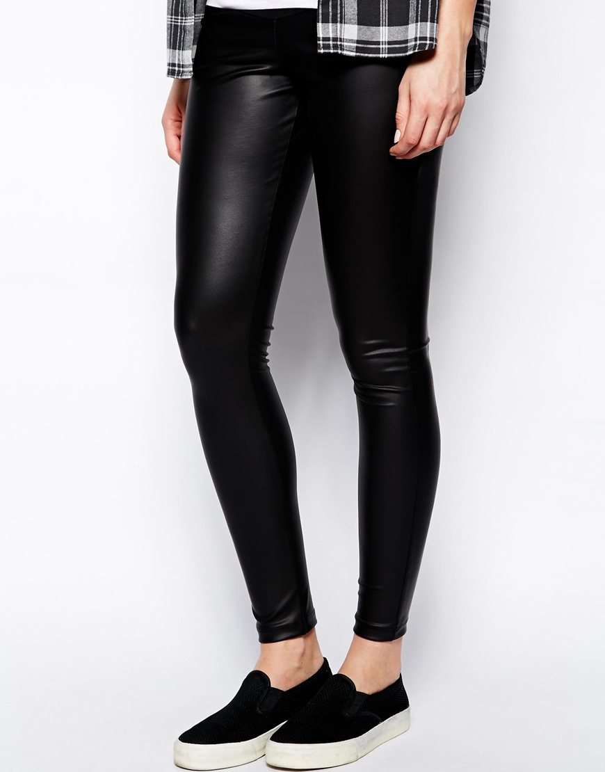 V VOCNI Womens Faux Leather Maternity Leggings Pants Stretchy Over