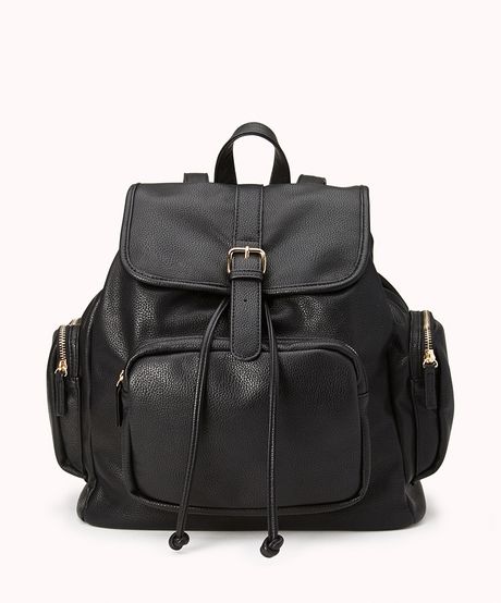 Forever 21 Cool Girl Faux Leather Backpack in Black
