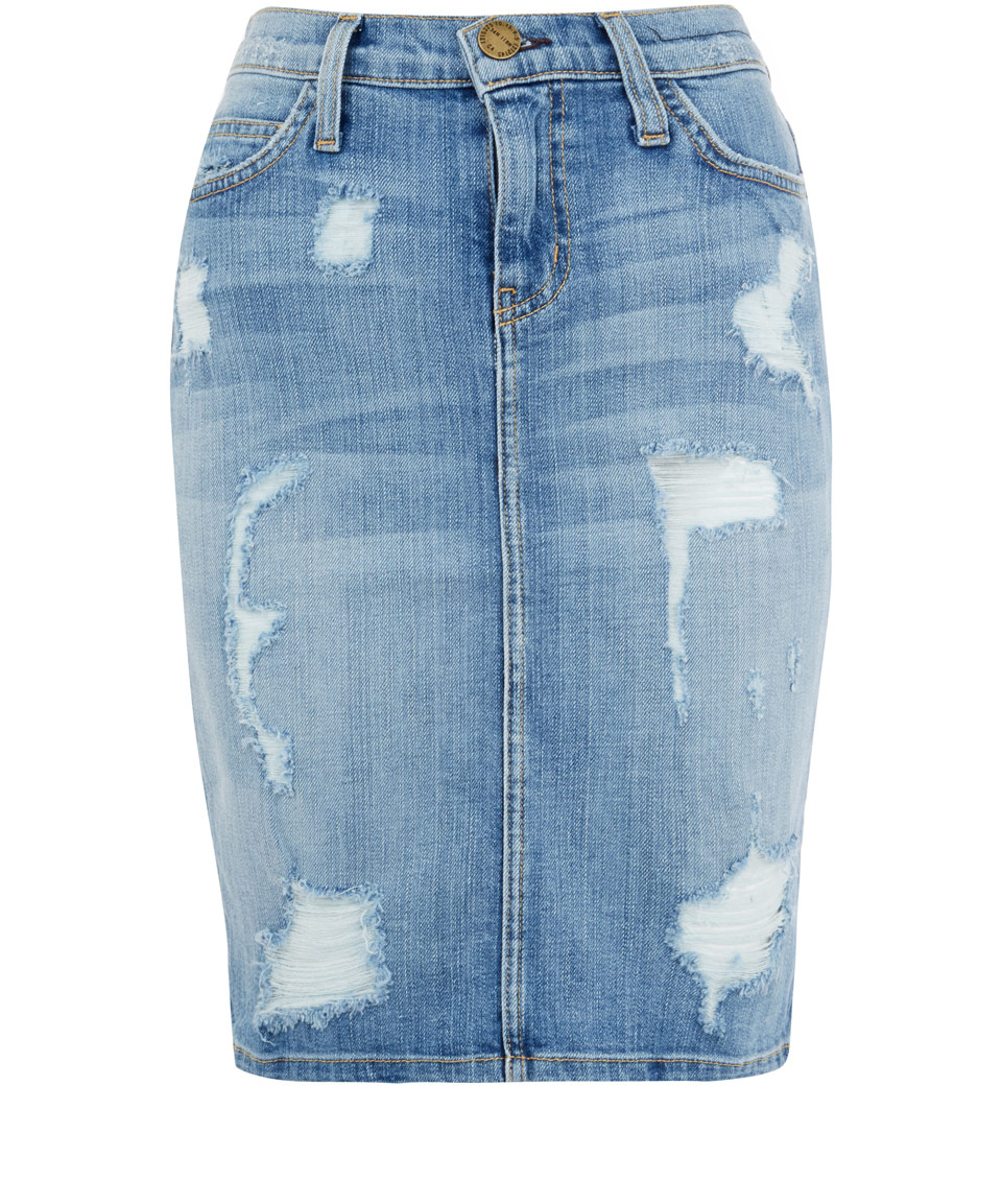 Distressed Denim Skirt 106