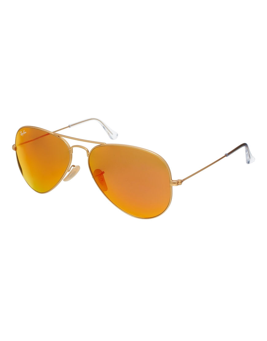 Rayban Flash Lens Aviator Sunglasses in Gold for Men Lyst