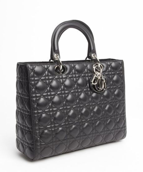 Dior Black Quilted Leather Large Lady Dior Convertible Tote Bag in Black | Lyst