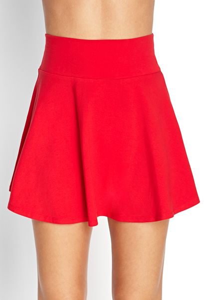 Forever 21 Knit Skater Skirt in Red | Lyst