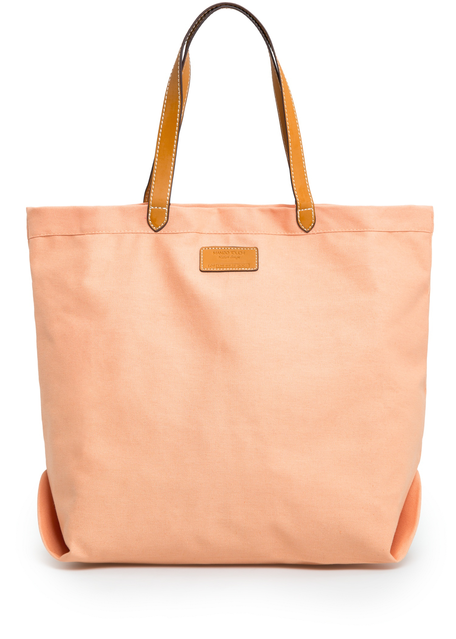 Mango Canvas Shopper Bag in Orange (Peach) | Lyst