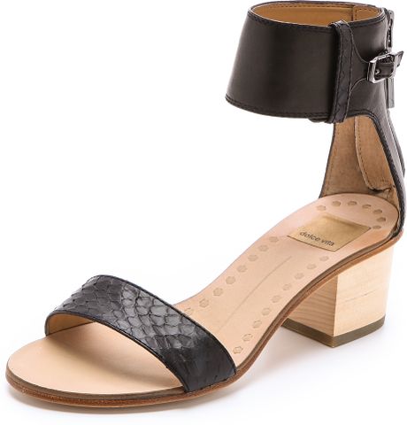 Dolce Vita Foxie Low Heel Sandals Caramel in Black | Lyst