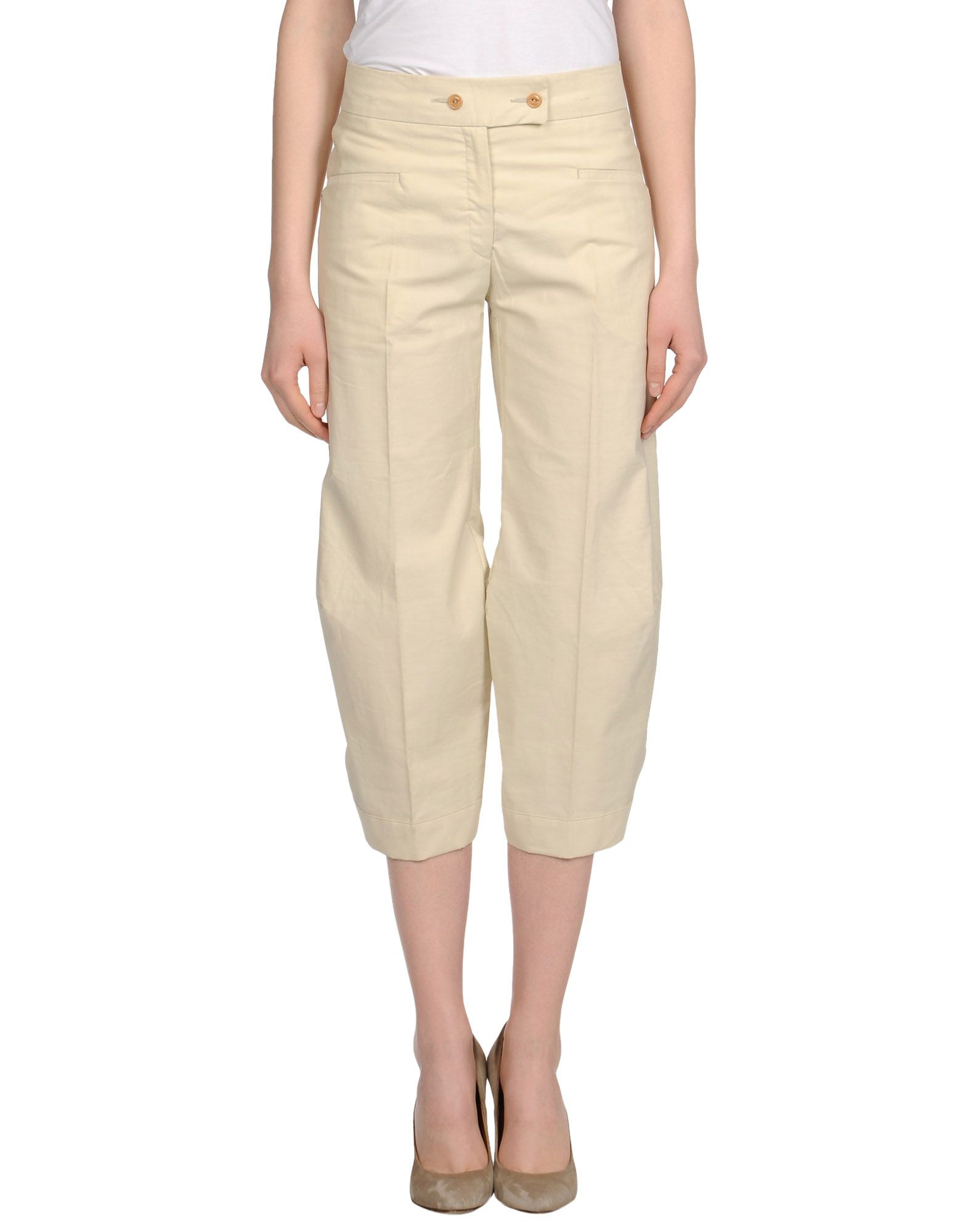 ladies beige cropped trousers