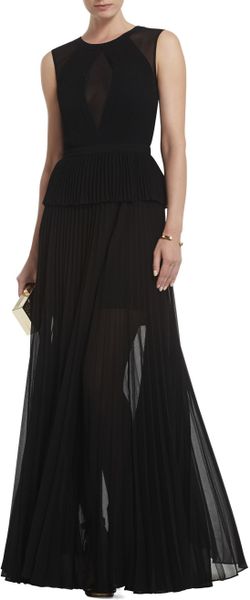 bcbgmaxazria raven pleated cutout gown
