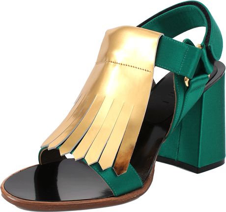 Marni Bi-Color Fringe Sandal in Green (EMERALD) | Lyst