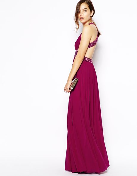 Forever Unique Abba Halter Maxi Dress With Embellishment in Purple ... Forever Unique Abba Halter Maxi Dress With Embellishment in Purple ...