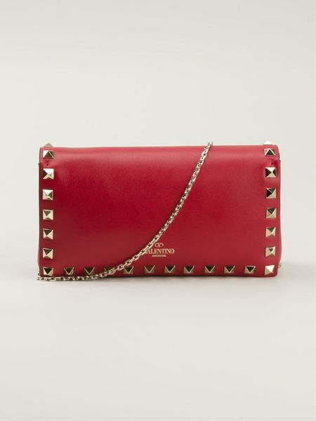 Valentino Small Rockstud Cross Body Bag in Red