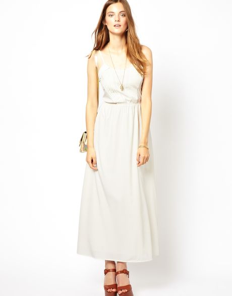 By ZoÃ© Maxi Dress with Spaghetti Straps in White (Ecru)